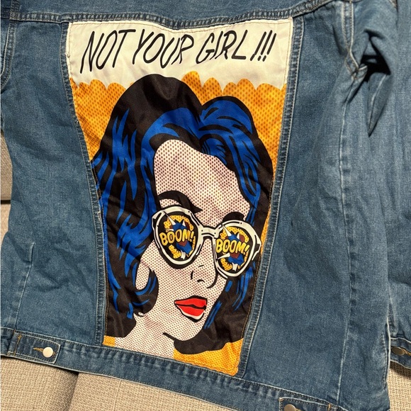Denim Jacket with Pop Art Design - Picture 1 of 2